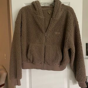 Skims teddy zip up hoodie jacket - Desert